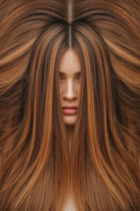 Caramel Highlights on Straight Brown Hair