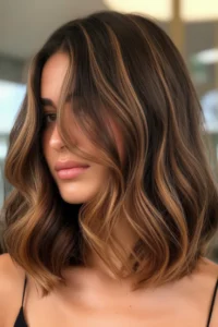 Caramel Highlights on a Lob (Long Bob)