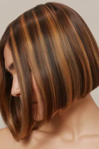 Caramel Streaks on a Blunt Cut