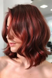 Cherry Red Layered Lob