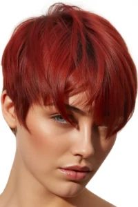 Cherry Red Pixie Cut
