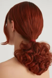 Cherry Red Ponytail with Face Framing Pieces
