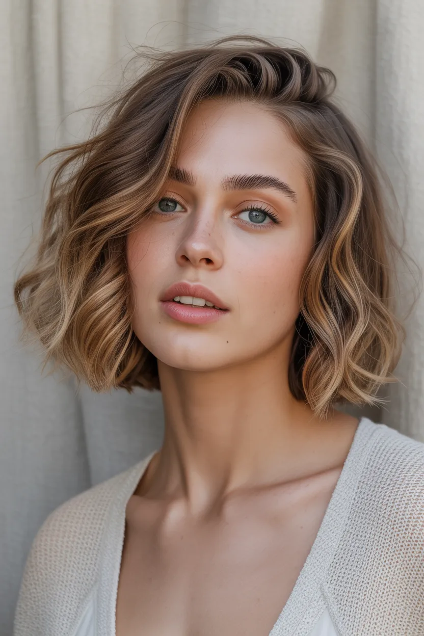 Classic Choppy Bob With Beach Waves