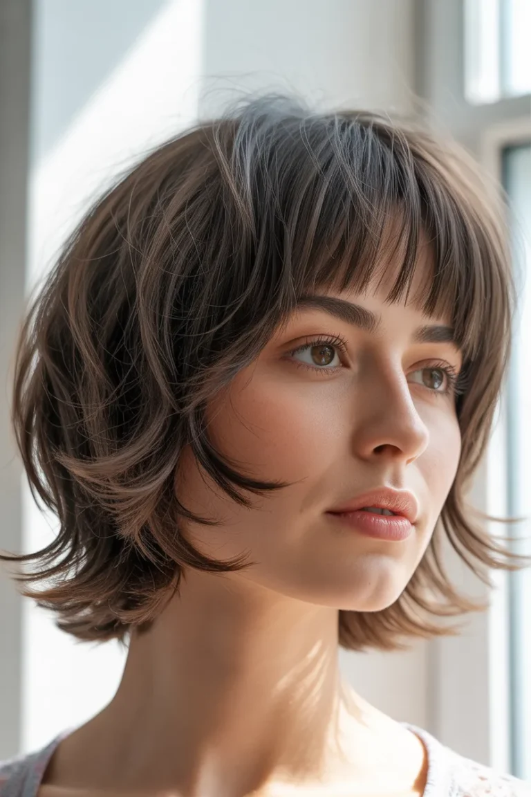 Classic Short Shag + Curtain Bangs