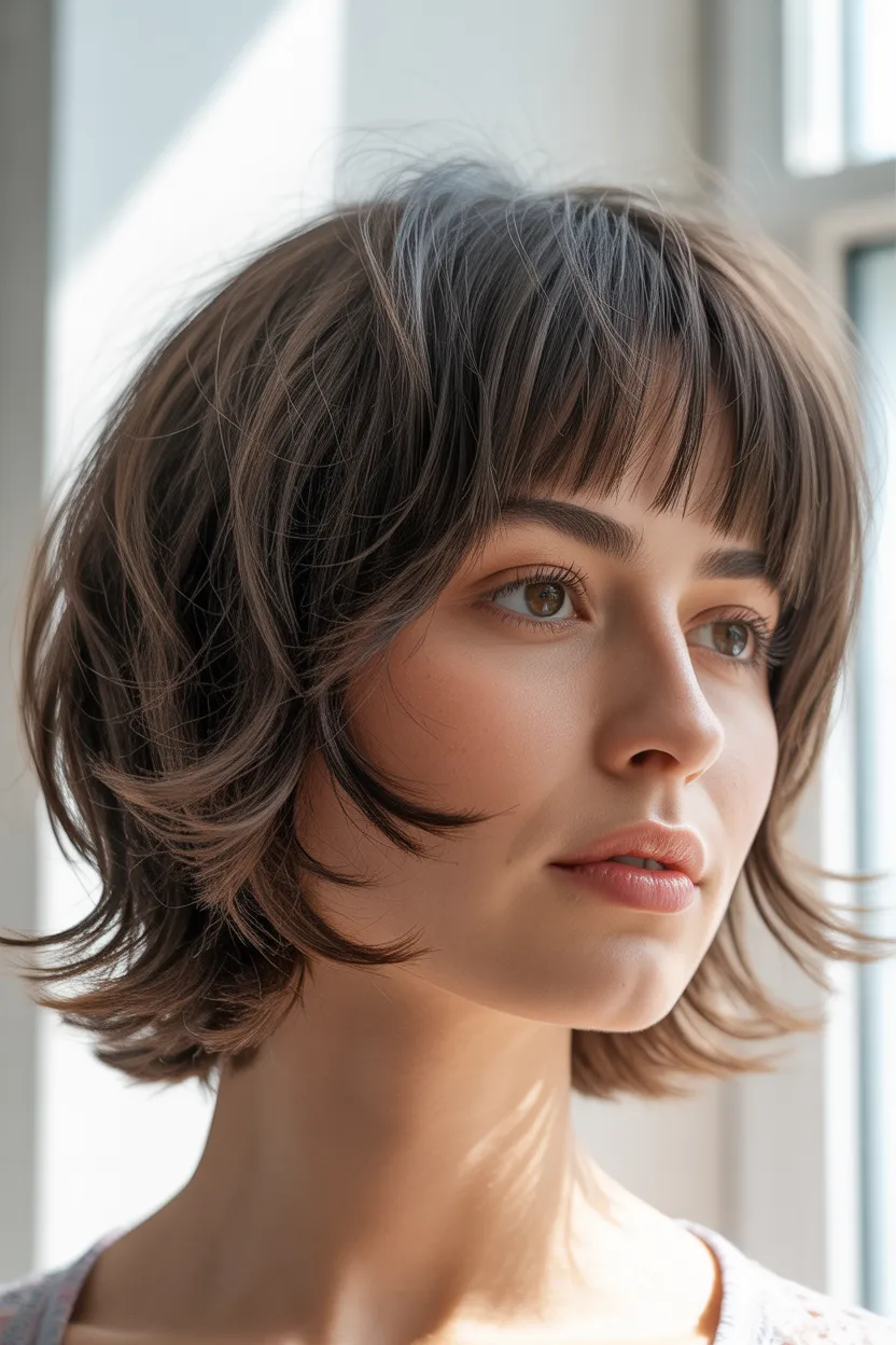 Classic Short Shag + Curtain Bangs