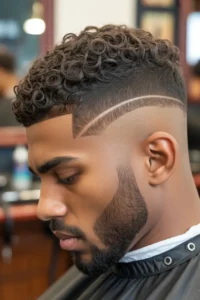 Curly Hair + Beard Blend Fade