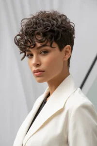Curly Pixie with Short Fringe