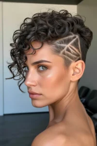 Curly Pixie with Side Shave Design