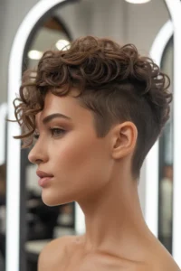 Curly Pixie with Tapered Sides