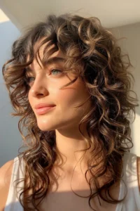 Curly Shag with Deep Side Part
