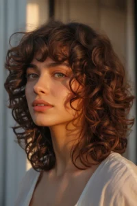 Dark Brunette Curly Shag (Glossy Volume)