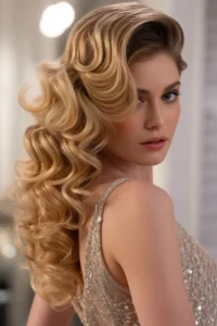 Glam Side Swept Curls