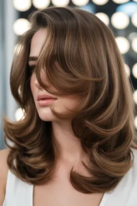 Layered Hair with Deep Side Part