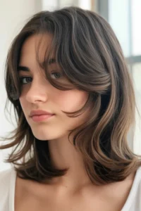 Layered Lob With Curtain Bangs
