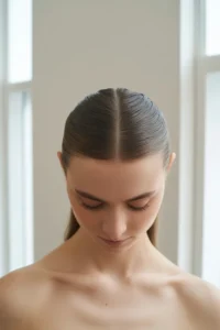 Low Ponytail with Middle Part