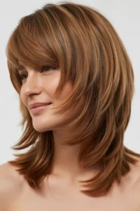 Medium Shag with Side Swept Bangs