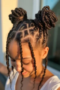 Mini Space Buns with Locs