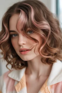 Pink or Rose Gold Streak Highlights