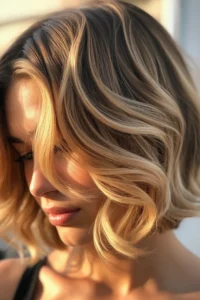 Razor Bob with Blonde Highlights