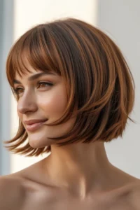 Razor Cut Bob with Curtain Bangs