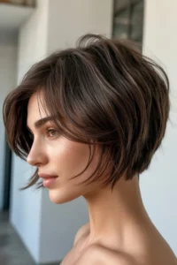 Short Choppy Bob With Side Part
