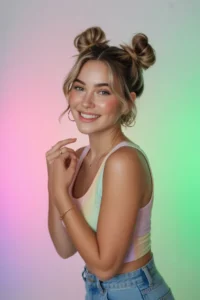 Short Hair Space Buns