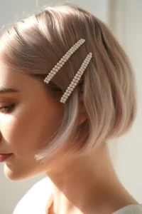 Short Hair With Pearl Clips