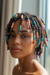 Short Locs with Beads