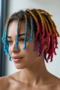 Short Locs with Color Tips