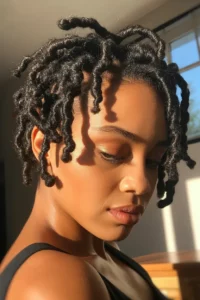 Short Locs with Side Part