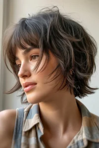 Short Shag + Bangs + Messy Bedhead Finish