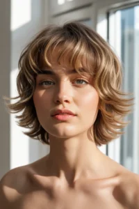 Short Shag + Bangs + Soft Rounded Shape