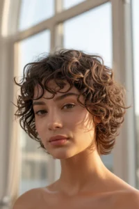 Short Shag + Curly Bangs