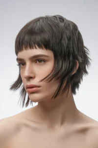 Short Shag + Full Blunt Bangs