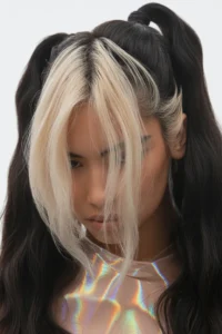 Skunk Hair with High Ponytail