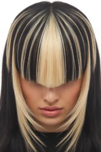 Skunk Hair with Straight Blunt Bangs