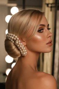 Sleek Bun with Pearl Accessories