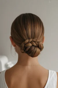 Slicked Low Braided Bun