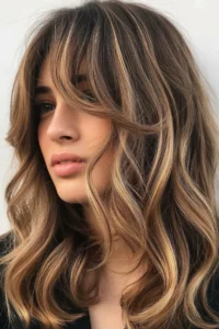 Streaky Highlights on Curtain Bangs