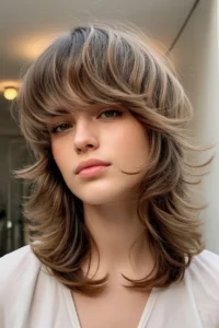 Wolf Cut with Side Swept Bangs