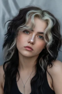 Black Hair + Chunky Platinum Streaks