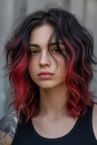 Black Hair with Red Tips