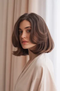 Brunette Lob with Subtle Layers