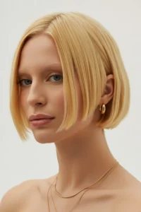 Classic Blonde Bob with Gloss Finish