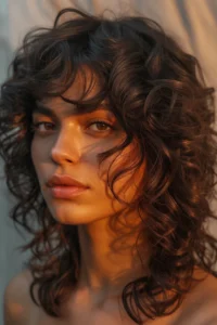 Curly Wolf Cut with Blonde Tips