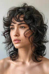 Curly Wolf Cut with Short Bangs