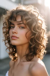 Curly Wolf Cut with Side Part