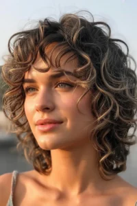 Curly Wolf Cut with Wispy Bangs