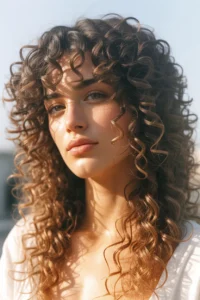 Long Curly Wolf Cut with Face Layers