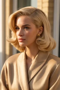 Old Money Blonde Side Part Blowout
